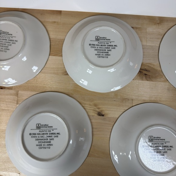 1986 Anchor Hocking  AUNTIE EM 7.75" Set of 5 Coupe Soup Bowls Hallmark Cards - Picture 10 of 16